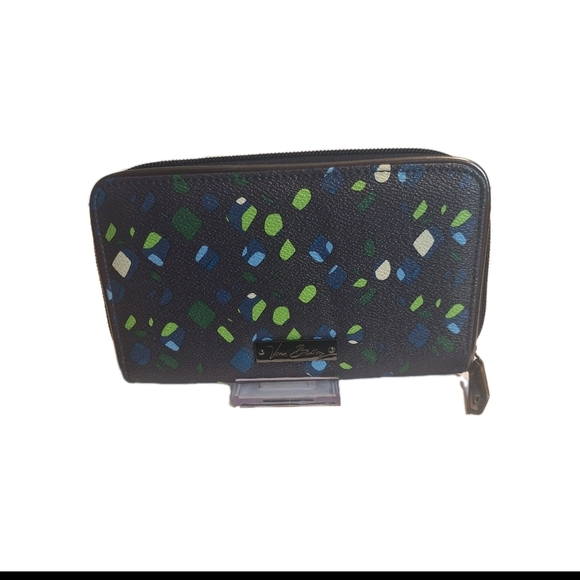 Vera Bradley Black Wallet with Blue and Green Accents - Picture 1 of 7